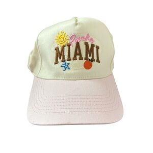 Parke Miami Embroidered Trucker Hat Cream Pink Snapback Adjustable NWOT